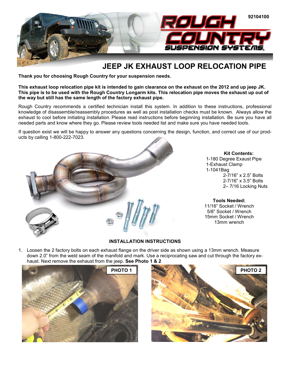 Jeep jk exhaust loop relocation pipe | Rough Country 783.22 User Manual | Page 15 / 16