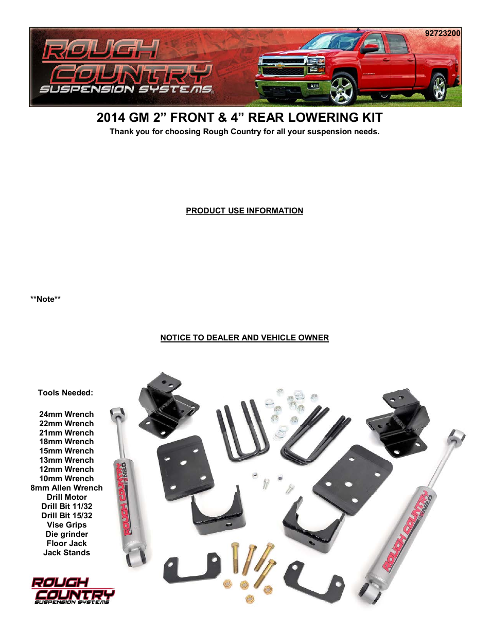 Rough Country 723.20 User Manual | 7 pages