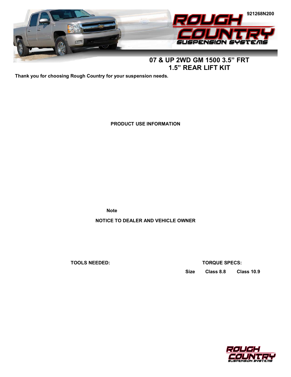 Rough Country 277.20 User Manual | 4 pages