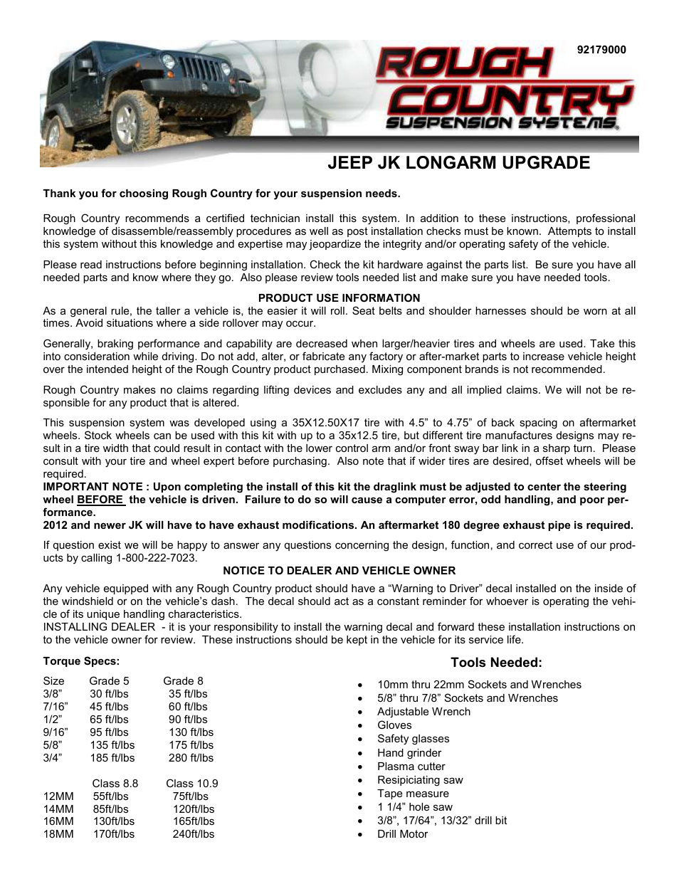 Rough Country 790 User Manual | 14 pages