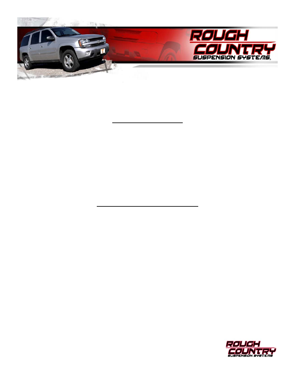 Rough Country 289 User Manual | 4 pages