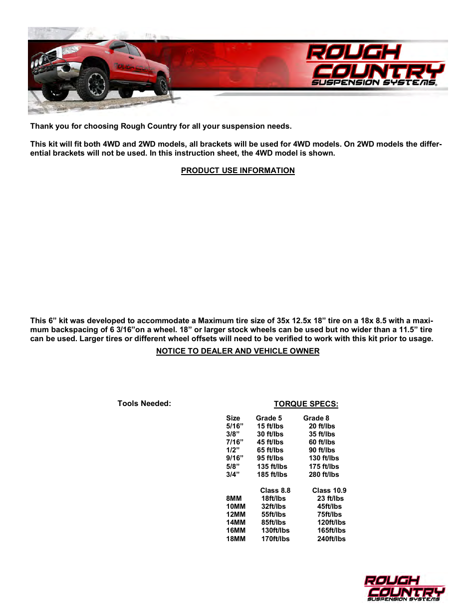 Rough Country 775S User Manual | 10 pages