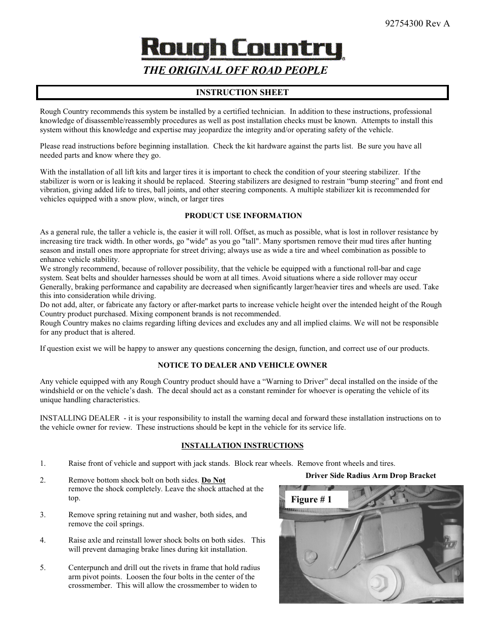 Rough Country 480.20 User Manual | 3 pages