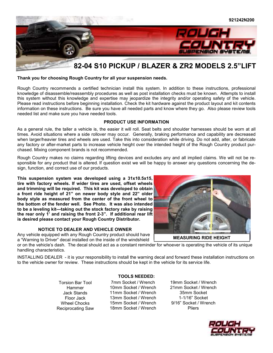 Rough Country 242N2 User Manual | 12 pages