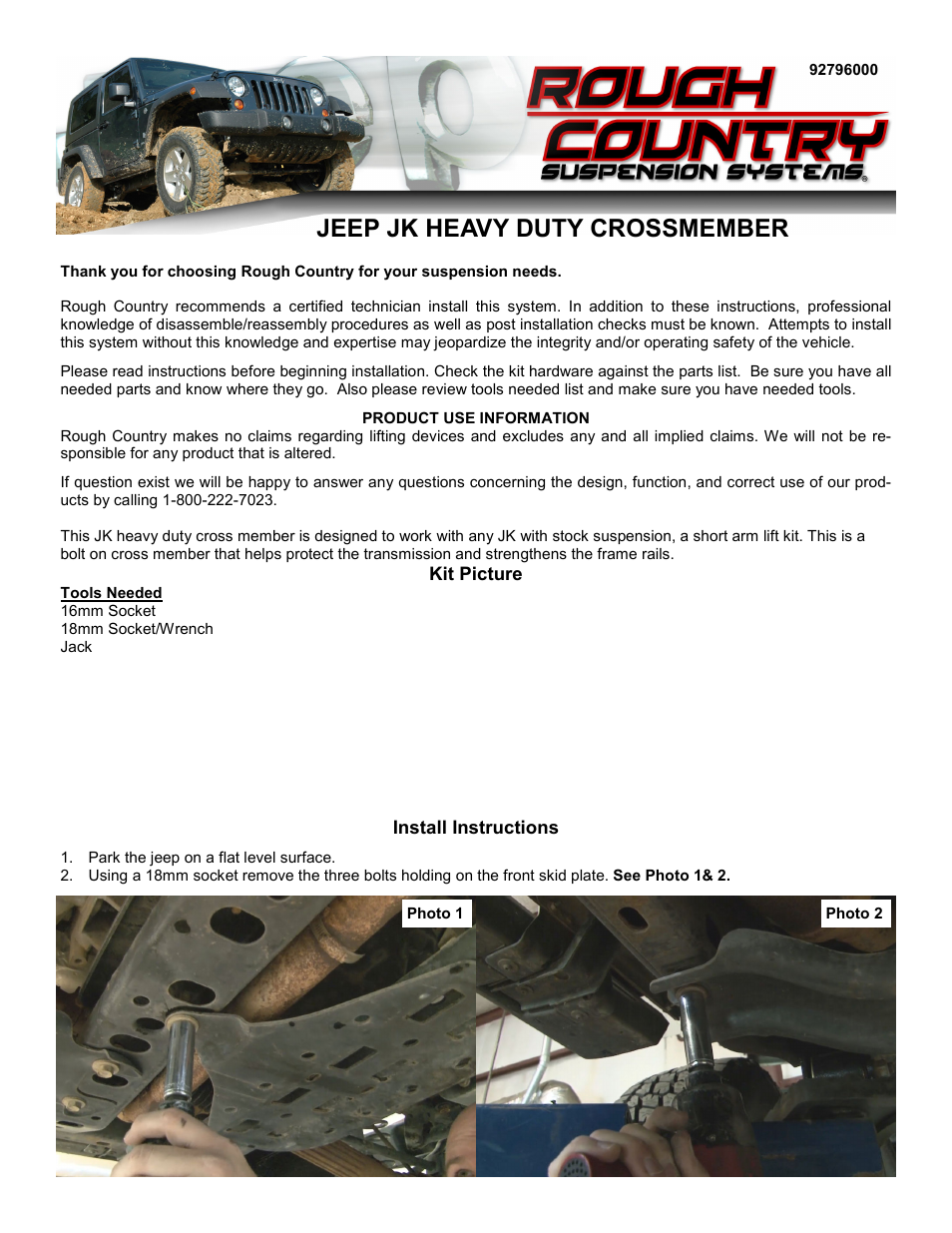 Rough Country 796 User Manual | 2 pages