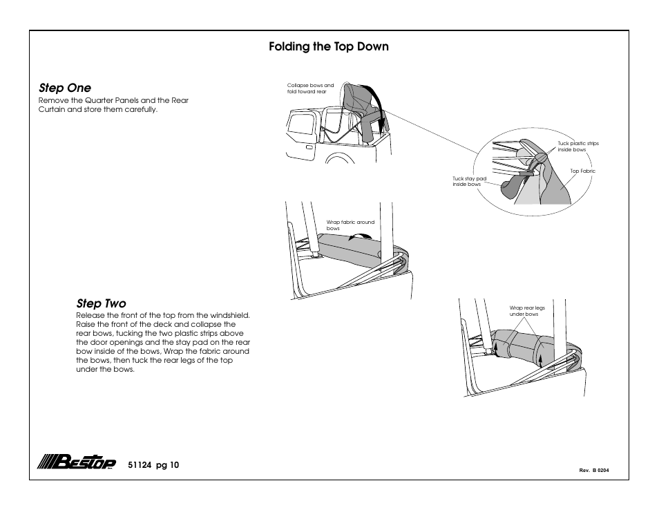 Step one, Step two, Folding the top down | Rough Country 51124-15 User Manual | Page 10 / 11