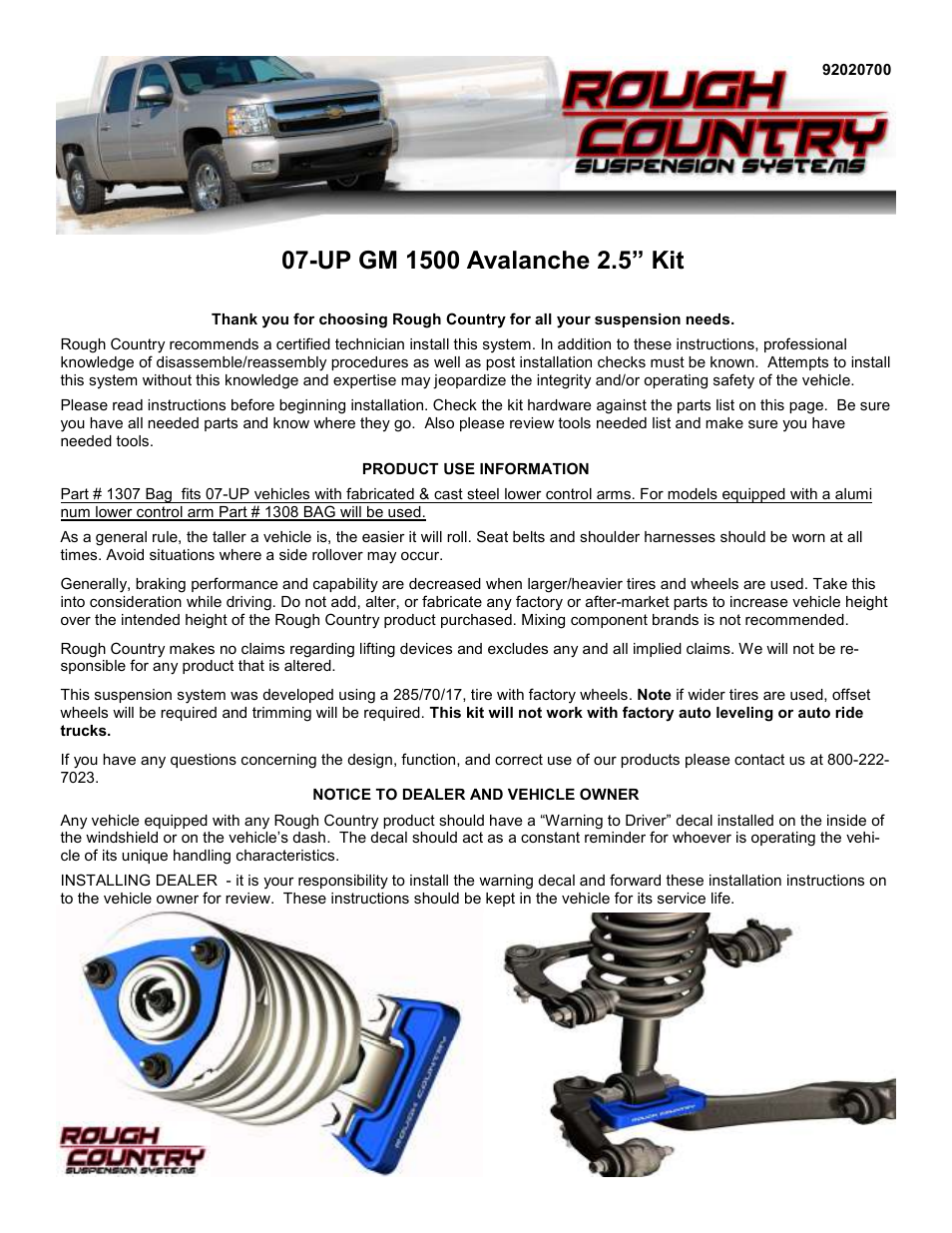 Rough Country 207 User Manual | 4 pages