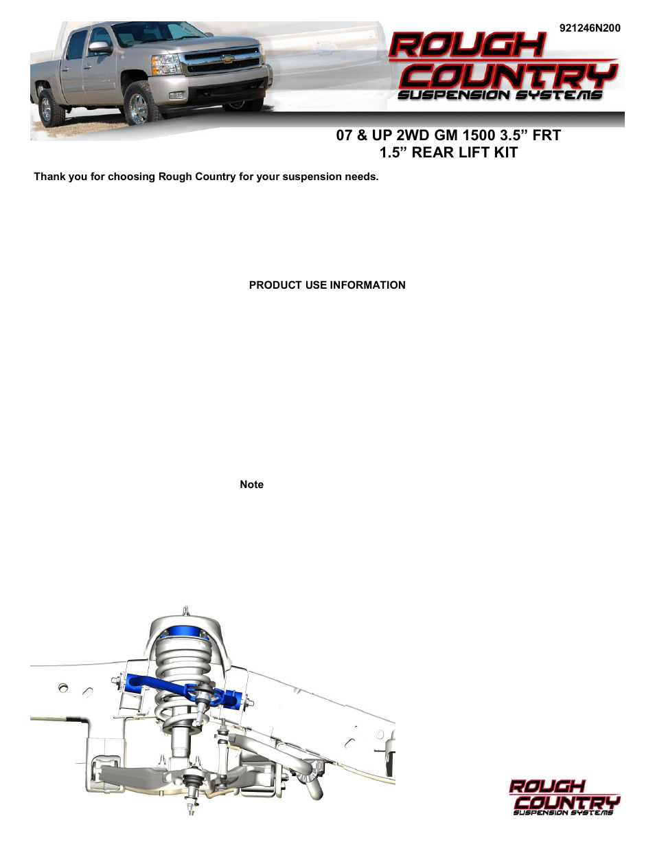 Rough Country 7501 User Manual | 6 pages