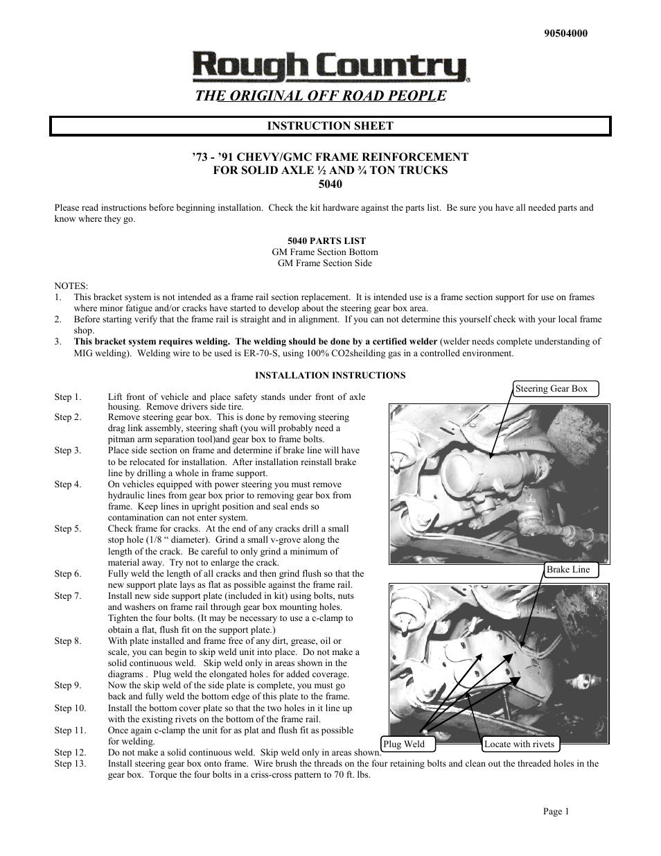 Rough Country 5040 User Manual | 2 pages