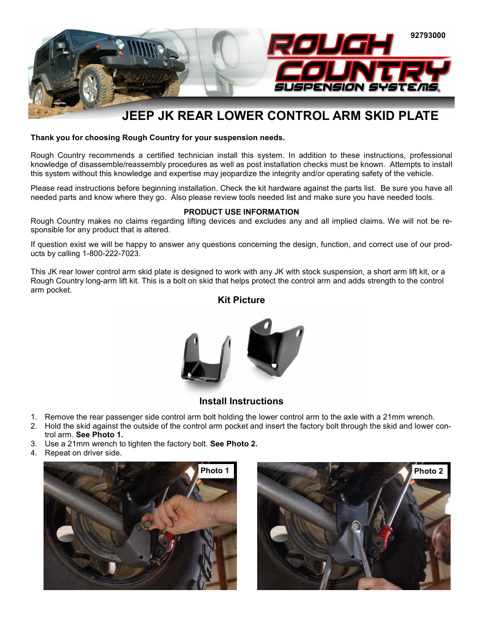 Rough Country 793 User Manual | 1 page