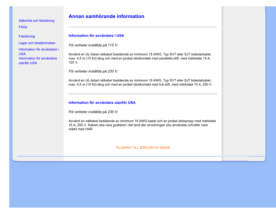 Annan samhörande information, Annan samhörande, Information | Other related information | Philips 220SW9FS User Manual | Page 28 / 118