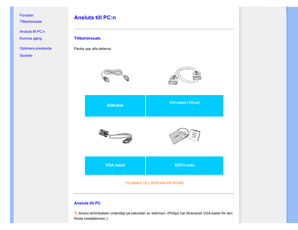 Ansluta till pc:n | Philips 220SW9FS User Manual | Page 70 / 118