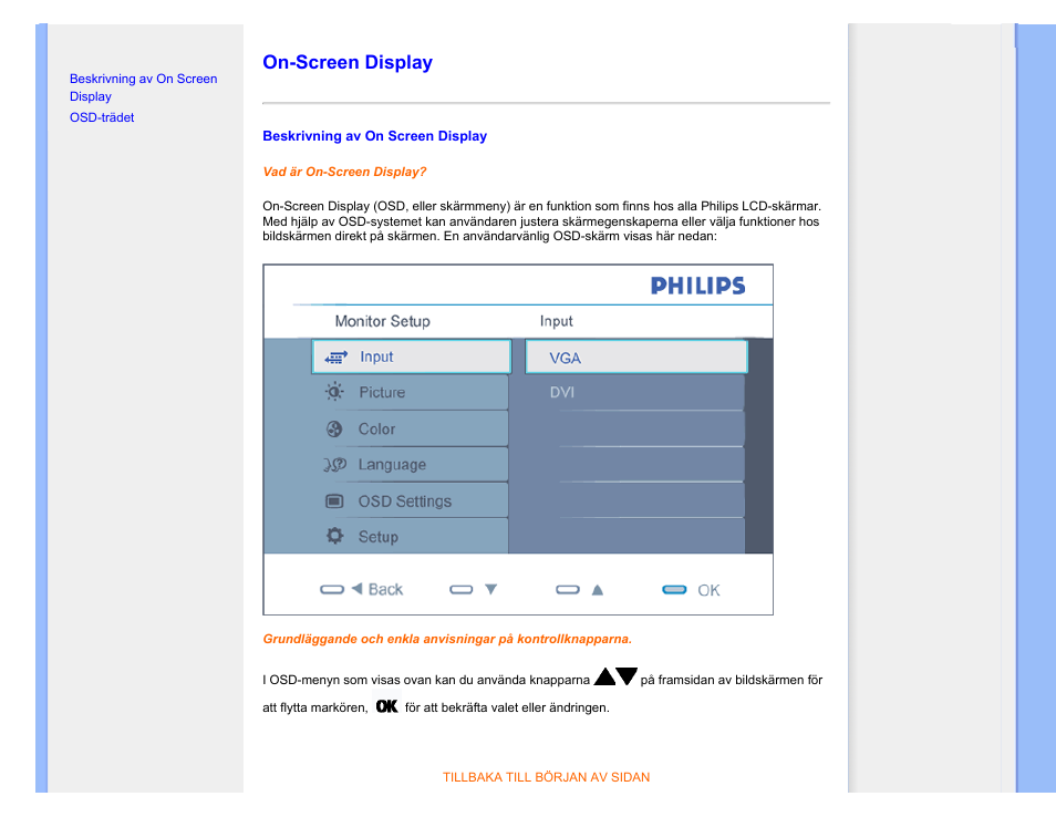 On-screen display | Philips 220SW9FS User Manual | Page 80 / 118