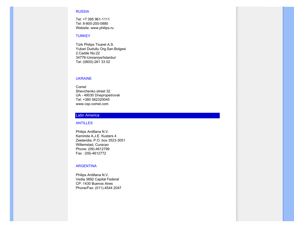 Antilles, Argentina, Russia | Turkey, Ukraine | Philips 220SW9FS User Manual | Page 93 / 118