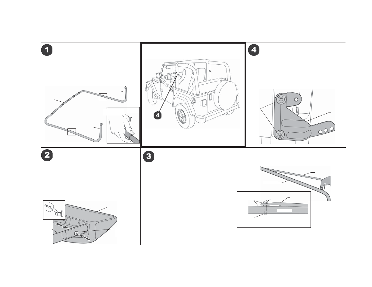 Supertop nx installation instructions, Assemble rear bow, Assemble side bows to header | Secure center bow to side bow / header assembly, Mount pivot brackets on sport bars | Rough Country 54720-15 User Manual | Page 3 / 11