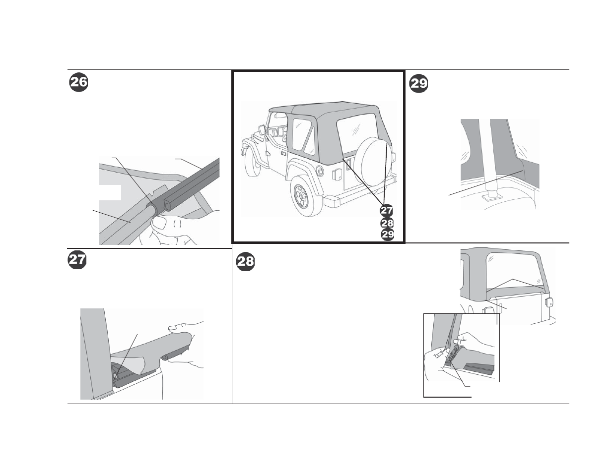 Supertop nx installation instructions, Install tailgate bar on rear window, Install tailgate bar on vehicle | Secure rear window zippers, Rear window flaps | Rough Country 54720-15 User Manual | Page 9 / 11