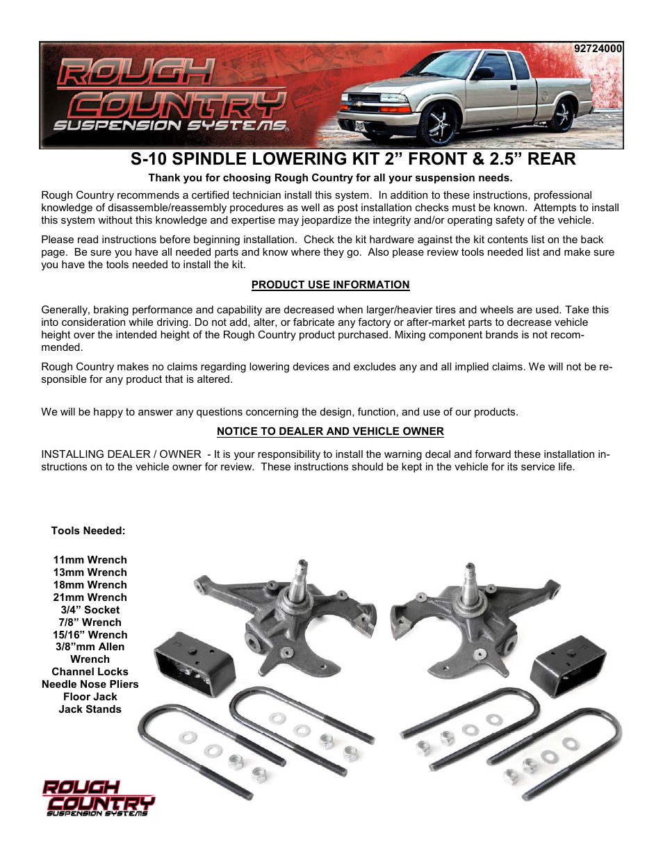 Rough Country 727 User Manual | 4 pages