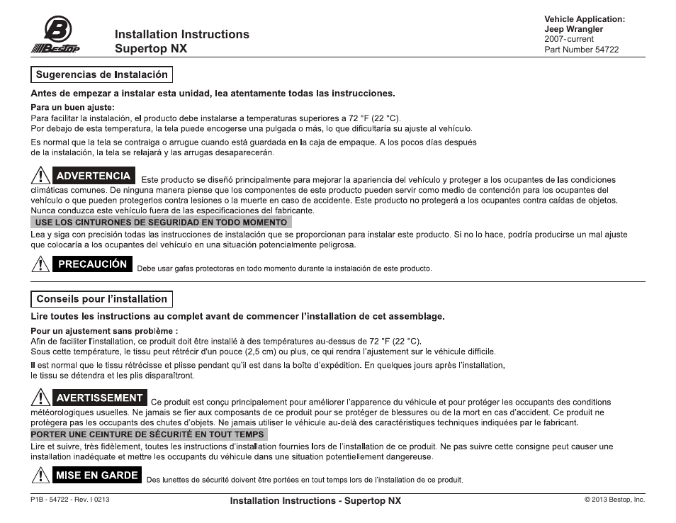 54722_installguide_02feb13-01b, Installation instructions supertop nx | Rough Country 54722-35 User Manual | Page 2 / 32