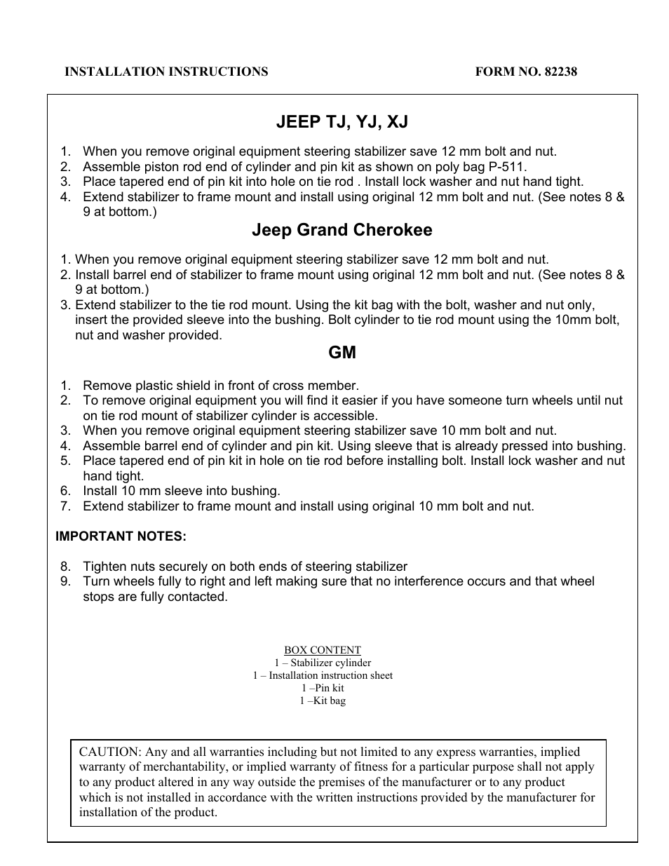 Rough Country PERF87317 User Manual | 1 page
