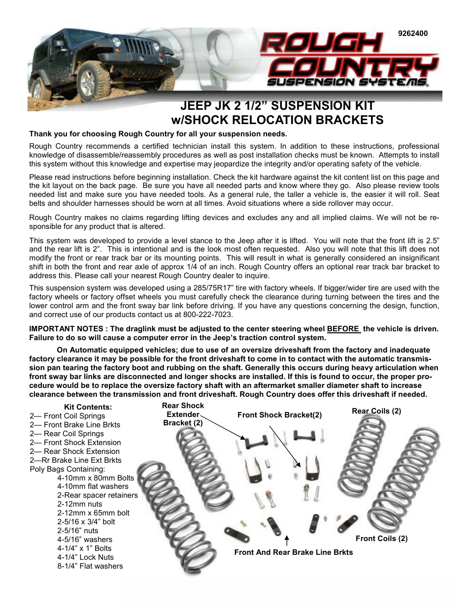 Rough Country PERF679 User Manual | 4 pages