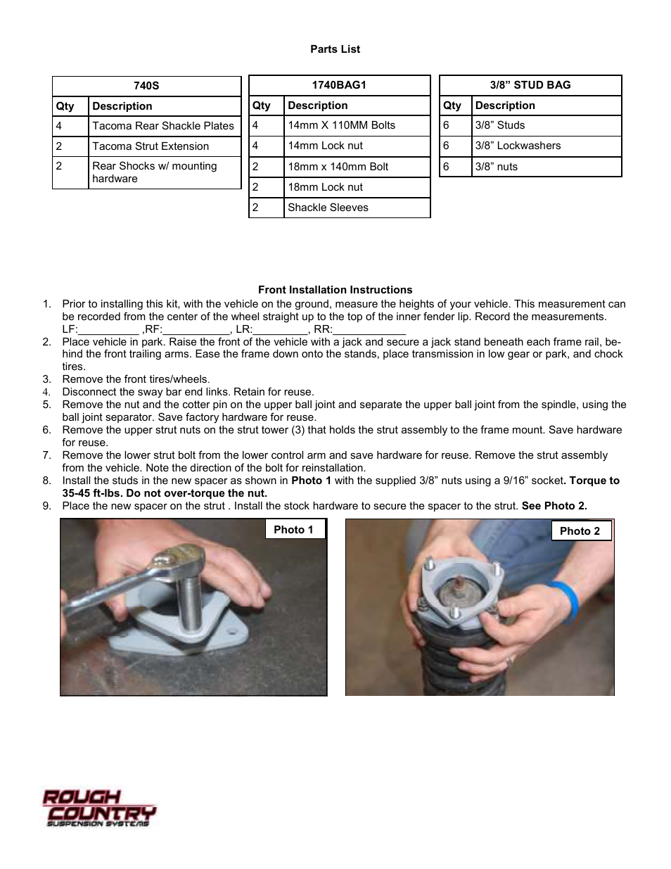 Rough Country 740.20 User Manual | Page 2 / 4