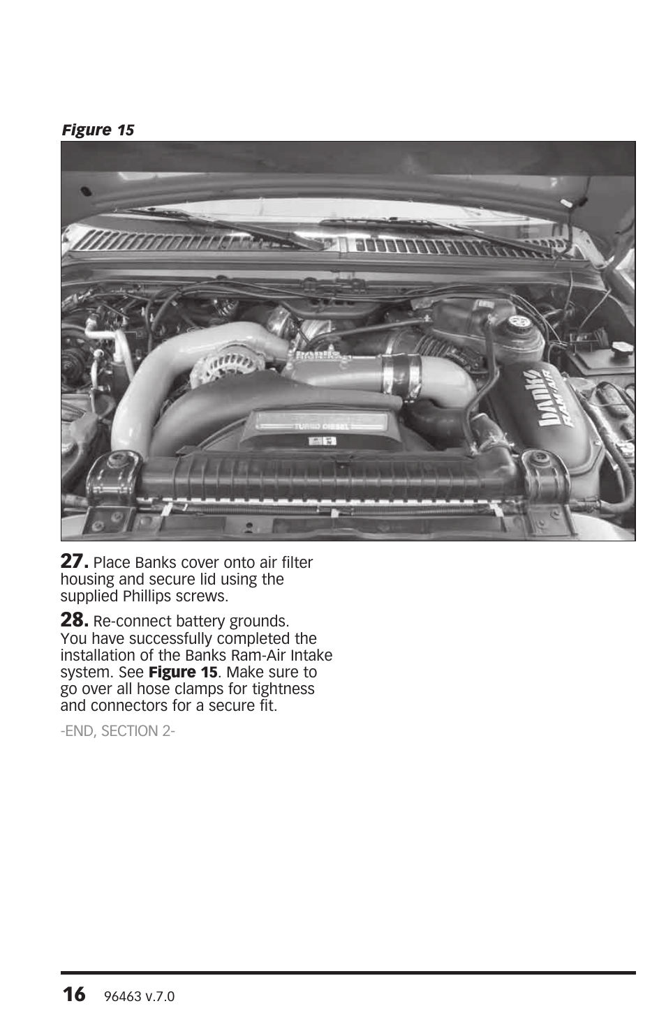 Banks Power Ford Trucks: (Diesel ’03 - 07 6.0L Power Stroke) Intake- Ram-Air Intake system '03-07 F-250-350-450 pickup User Manual | Page 16 / 20