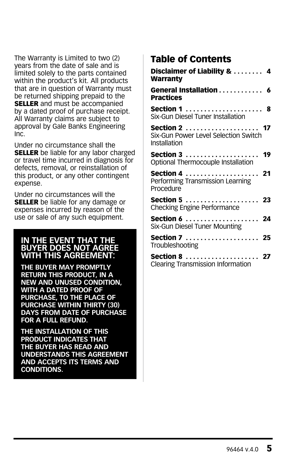 Banks Power Dodge Trucks: (Diesel ’03 - 07 5.9L Cummins) Tuner- Six-Gun Diesel Tuner w optional Speed-Loader Module, (325 HP Dodge 5.9L Cummins 600 (24-valve) Trucks) '04-05 For use with Six-Gun Switch User Manual | Page 5 / 28