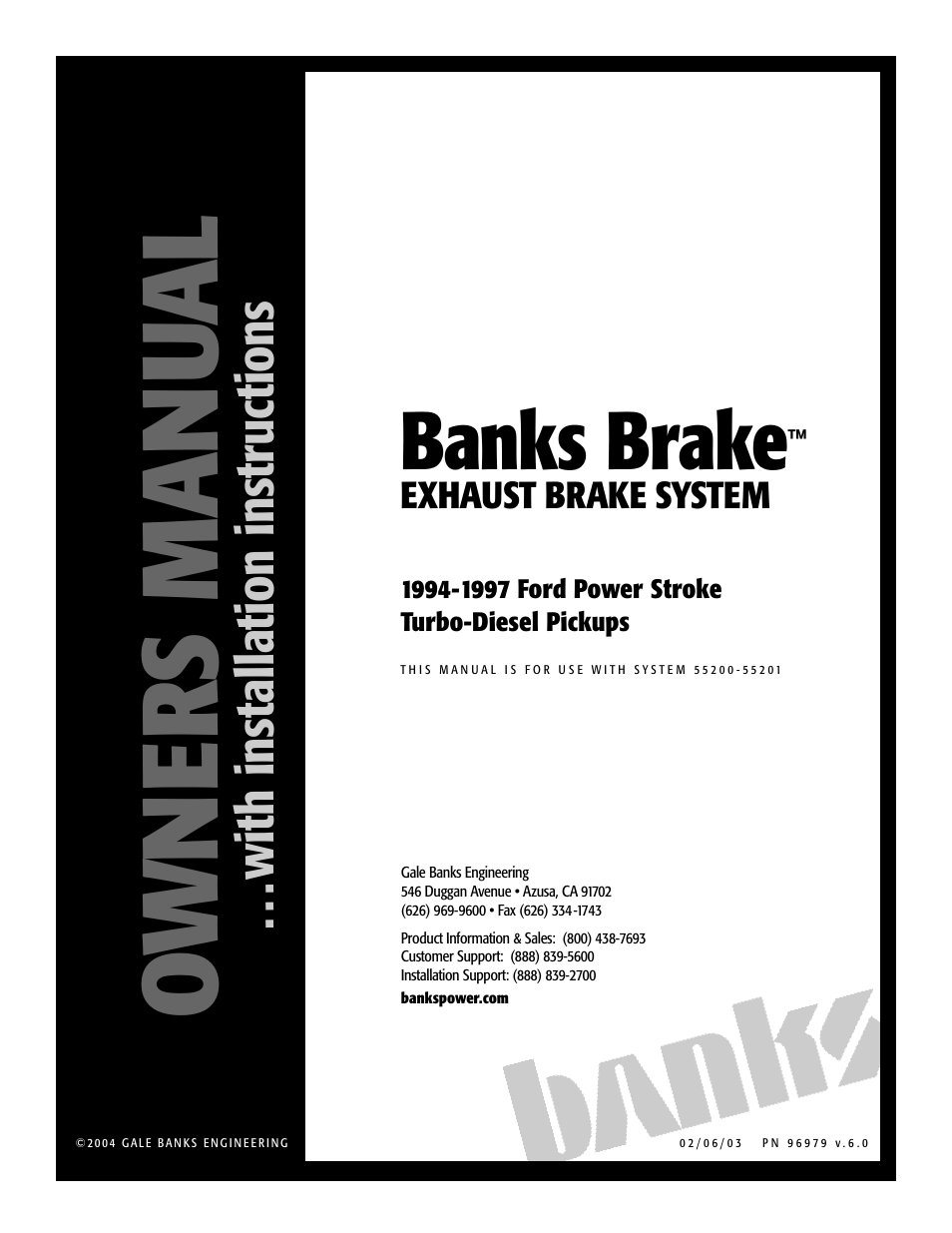 Banks Power Ford Trucks: (Diesel ’94 - 97 7.3L Power Stroke) Speed Control- Banks Exhaust Brake '94-97 User Manual | 16 pages