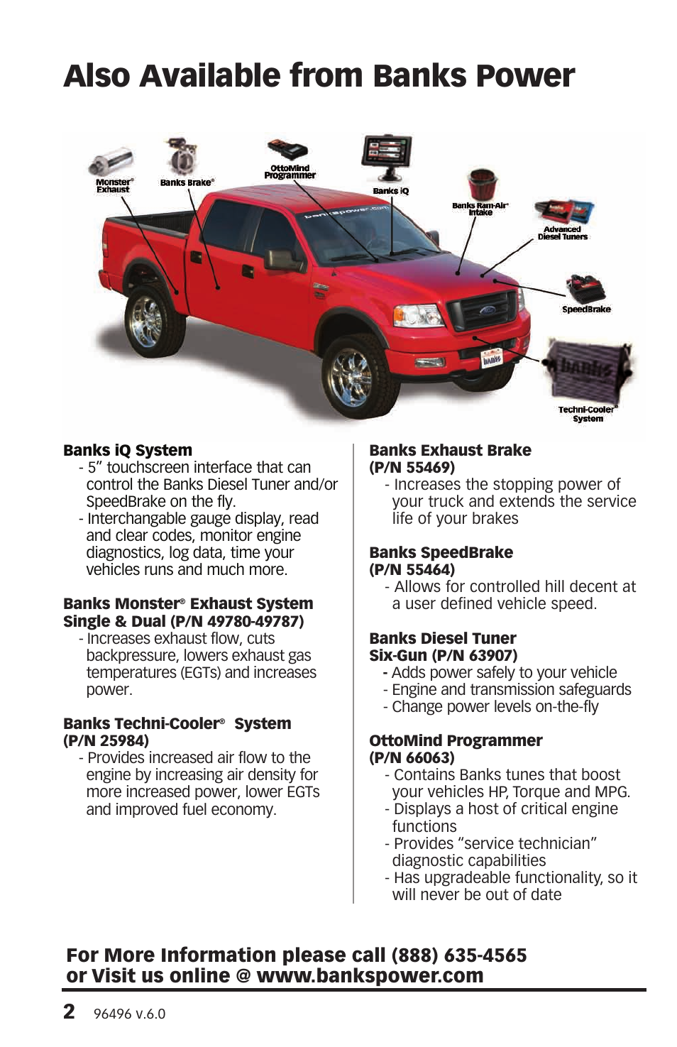 Also available from banks power | Banks Power Ford Trucks: (Diesel ’08 - 10 6.4L Power Stroke) Intake- Ram-Air Intake System '08-10 F-250_ F-350_ F-450 User Manual | Page 2 / 16