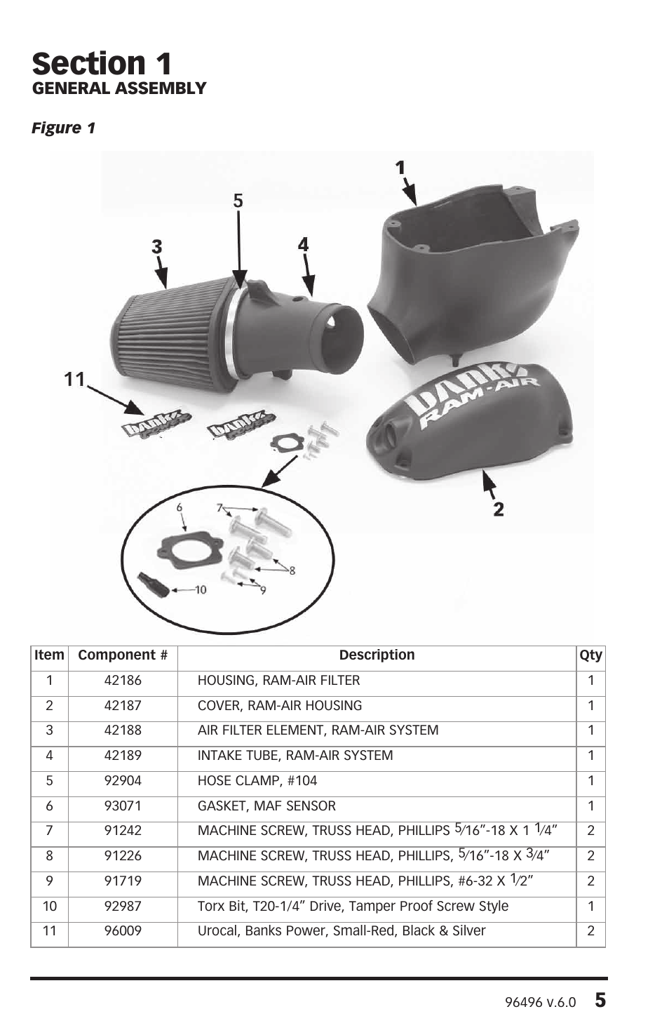 General assembly | Banks Power Ford Trucks: (Diesel ’08 - 10 6.4L Power Stroke) Intake- Ram-Air Intake System '08-10 F-250_ F-350_ F-450 User Manual | Page 5 / 16