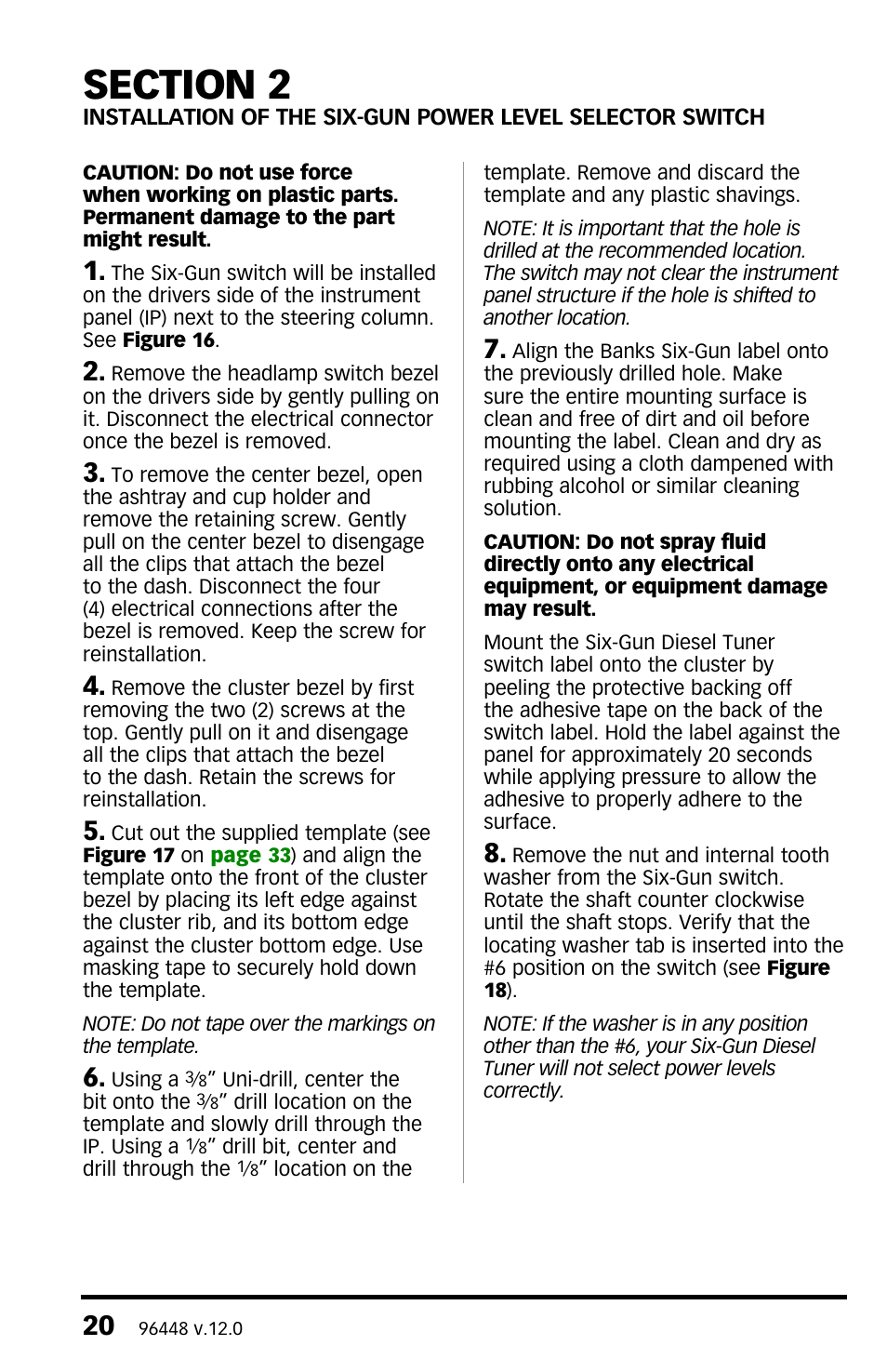 Banks Power Dodge Trucks: (Diesel ’03 - 07 5.9L Cummins) Tuner- Six-Gun Diesel Tuner (235, 250, 305 HP Dodge 5.9L Cummins (24-valve) Trucks) '03-04 For use with Six-Gun Switch User Manual | Page 20 / 36