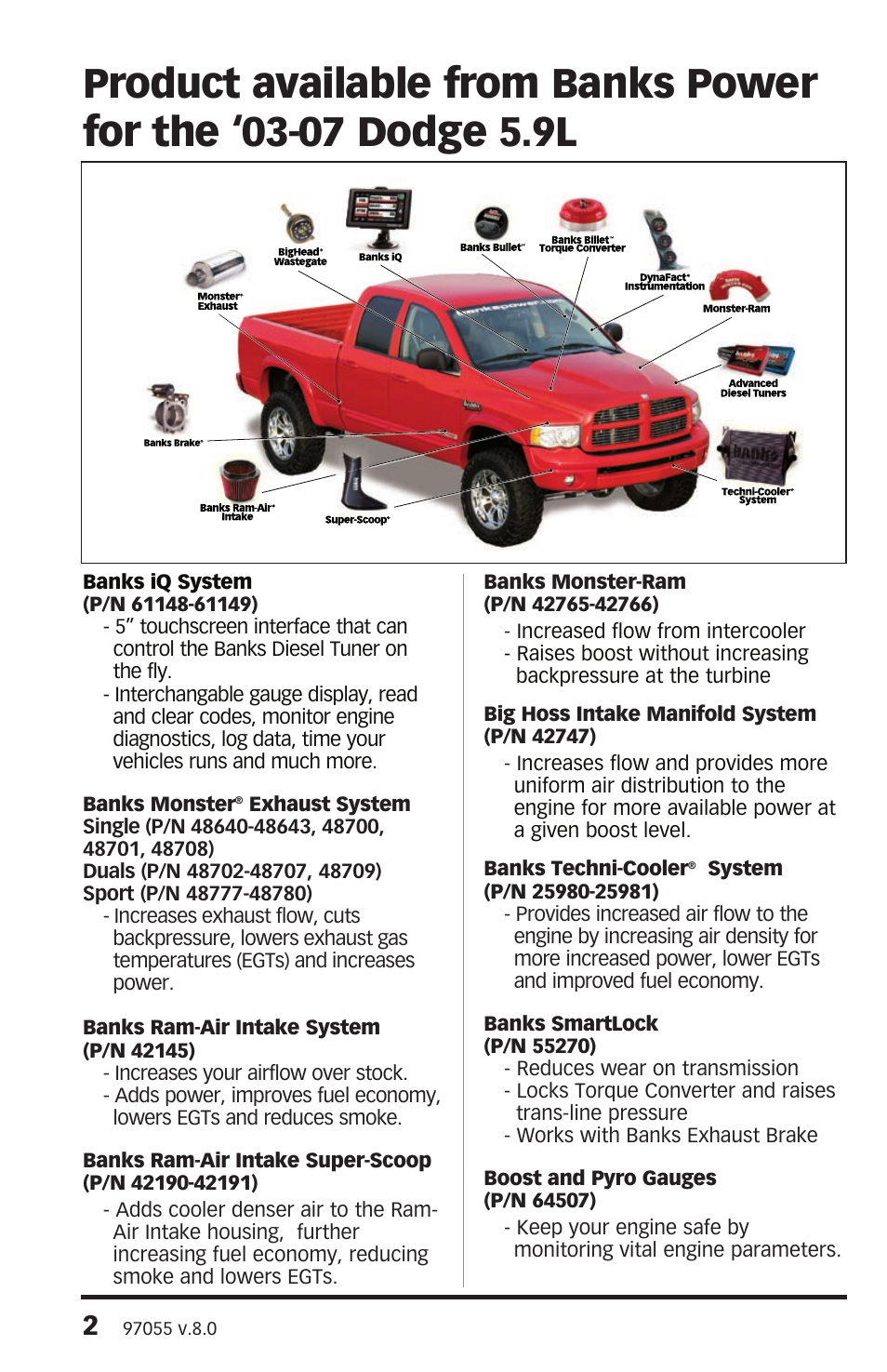 Banks Power Dodge Trucks: (Diesel ’03 - 07 5.9L Cummins) Speed Control- Banks Brake with CBC-SmartLock '04-07 User Manual | Page 2 / 52