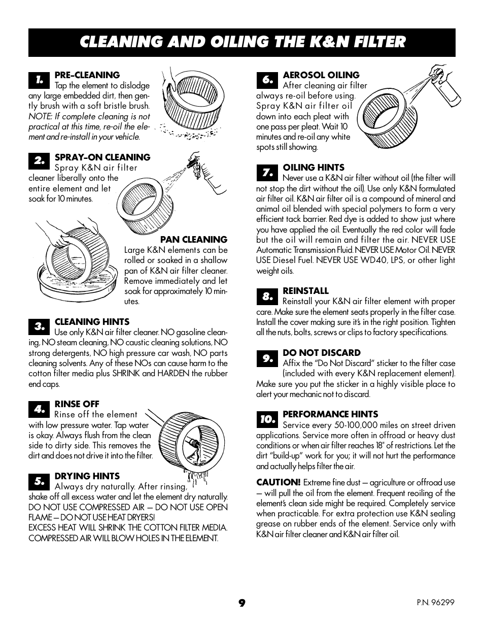 Cleaning and oiling the k&n filter | Banks Power Chevy_GMC Trucks: Diesel ’93 - 96 6.5L Power Systems- Stinger System '93-early '94 (non-cat) Pickups w_ factory turbo option User Manual | Page 9 / 10