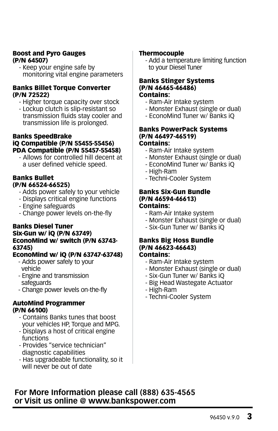 Banks Power Ford Trucks: (Diesel ’03 - 07 6.0L Power Stroke) Tuner- Six-Gun Diesel Tuner w_ optional Speed-Loader Module For use with Six-Gun switch Only User Manual | Page 3 / 28