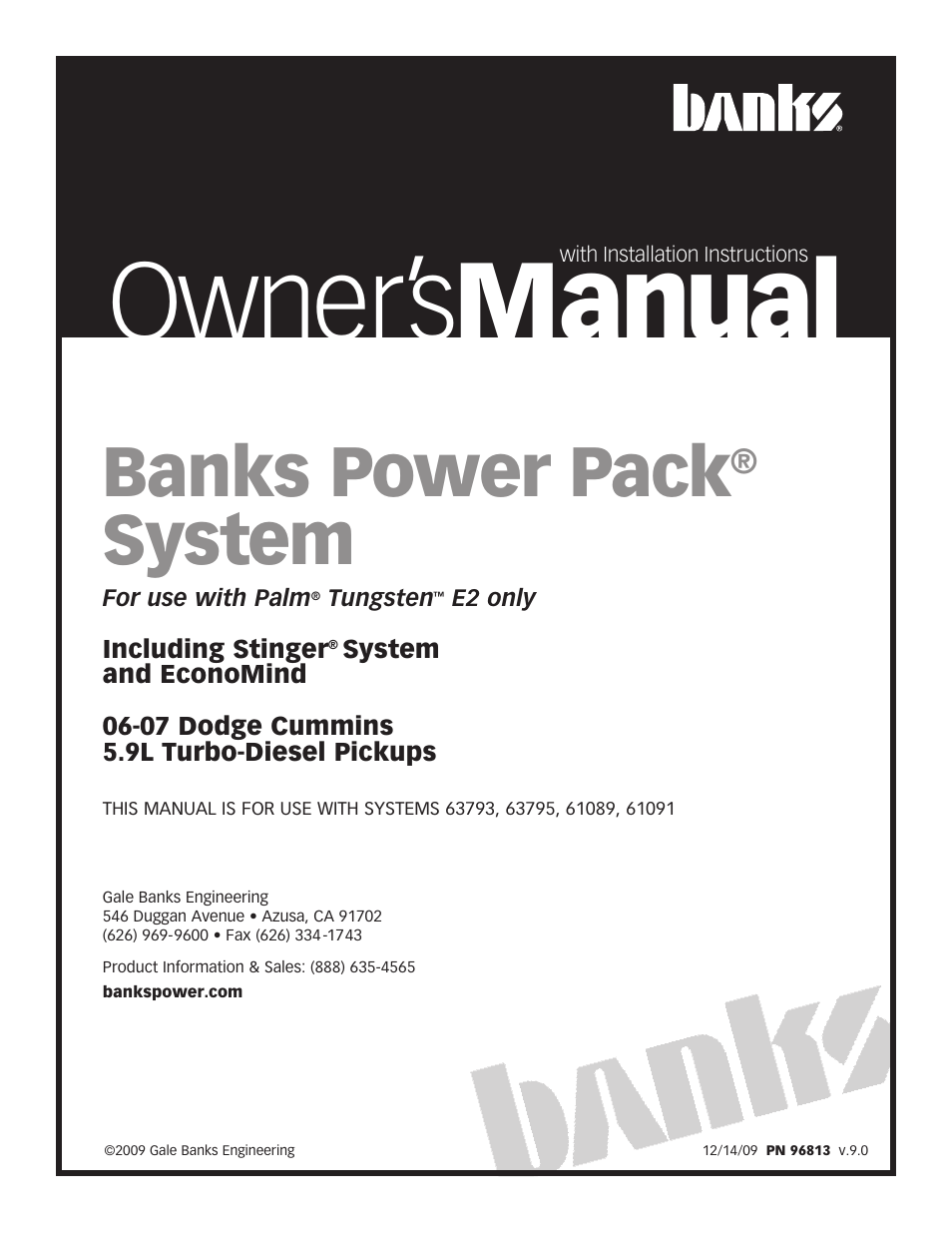 Banks Power Dodge Trucks: (Diesel ’03 - 07 5.9L Cummins) PowerPack & Stinger w_EconoMind '06-07 For use with PowerPDA User Manual | 36 pages