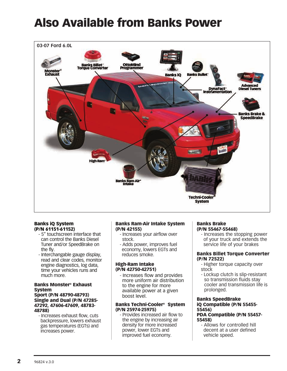 Also available from banks power | Banks Power Ford Trucks: (Diesel ’03 - 07 6.0L Power Stroke) Power Systems- PowerPack & Stinger '03-07 Compatible w_ Optional Banks iQ User Manual | Page 2 / 42