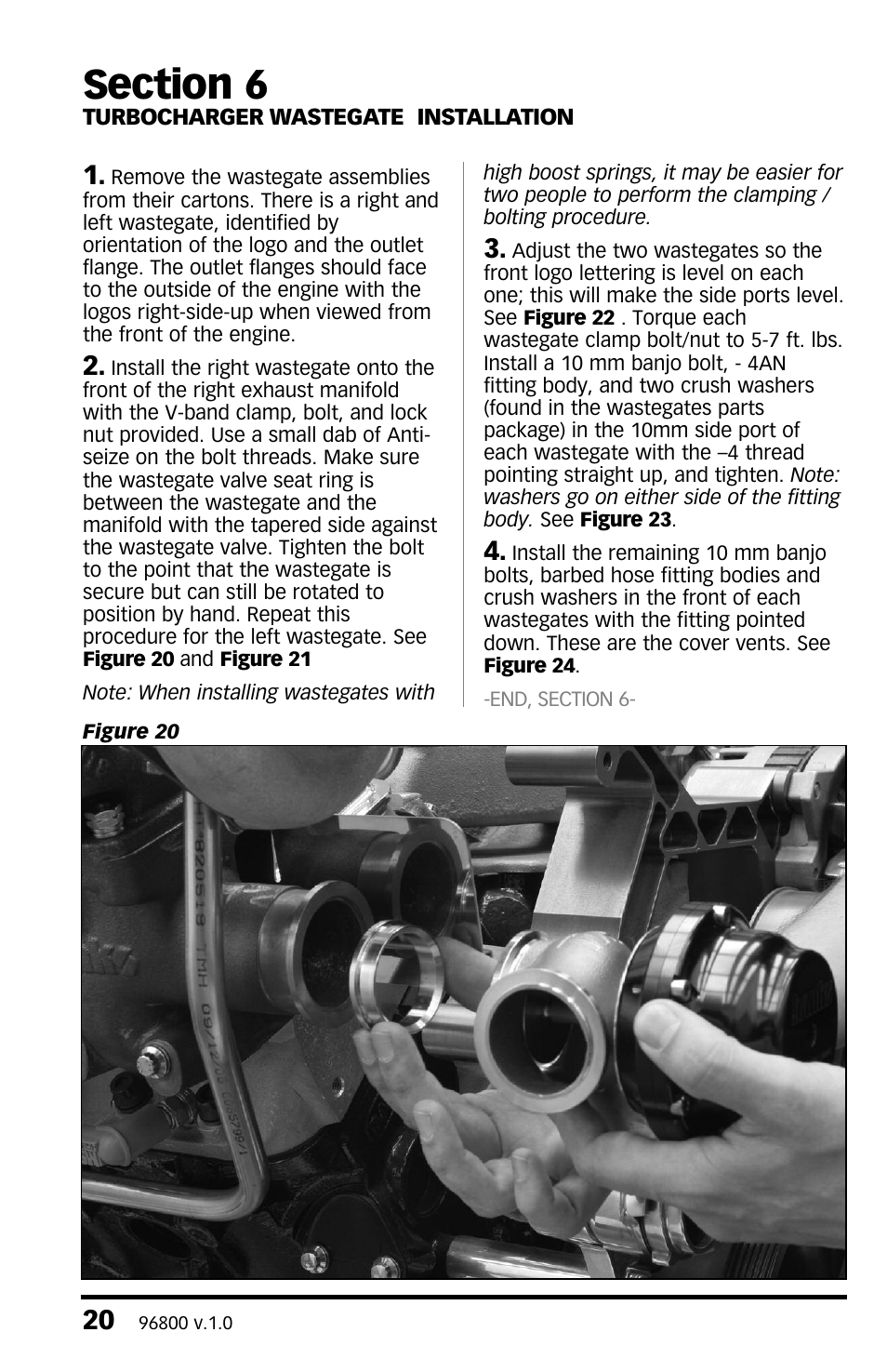 Section 6, Turbocharger wastegate inst, Section 6 turbocharger wastegate installation | Banks Power Twin-Turbo: Forced Induction- Twin Turbos Small Block Chevy User Manual | Page 20 / 40