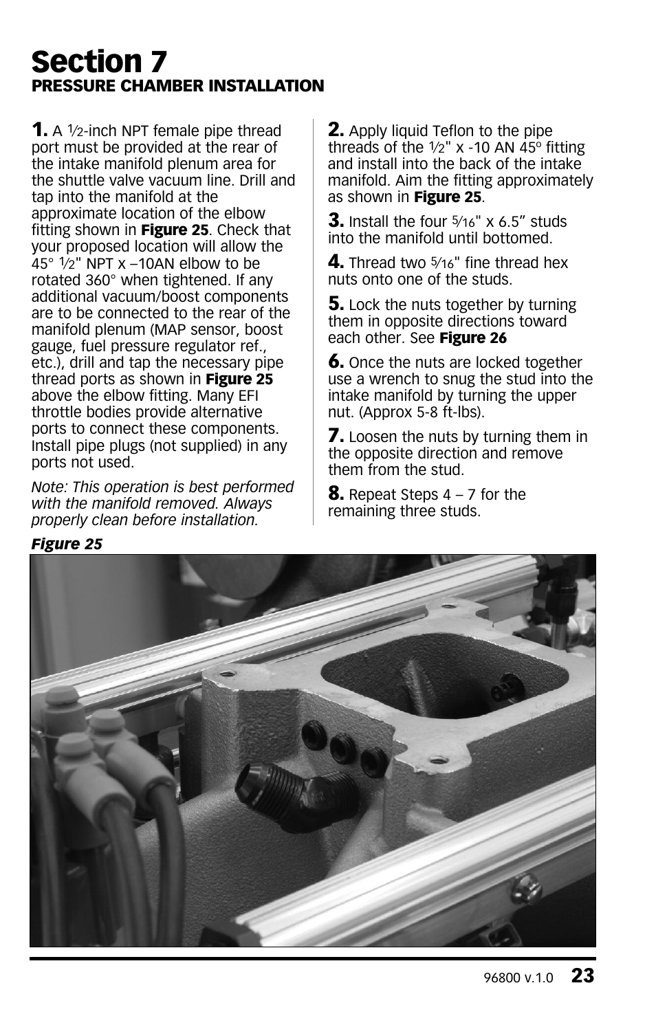 Section 7, Pressure chamber installation, Section 7 pressure chamber installation | Banks Power Twin-Turbo: Forced Induction- Twin Turbos Small Block Chevy User Manual | Page 23 / 40