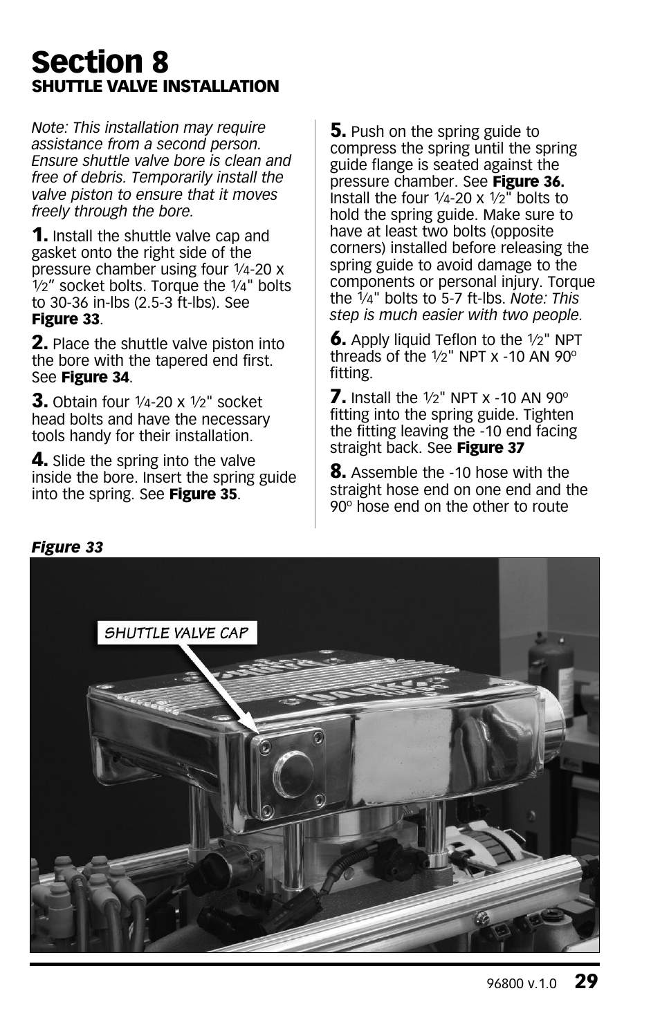 Section 8, Shuttle valve installation, Section 8 shuttle valve installation | Banks Power Twin-Turbo: Forced Induction- Twin Turbos Small Block Chevy User Manual | Page 29 / 40