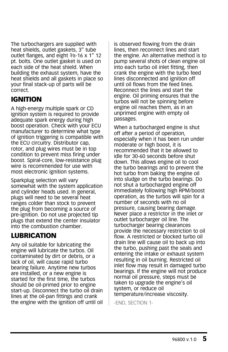 Ignition, Lubrication | Banks Power Twin-Turbo: Forced Induction- Twin Turbos Small Block Chevy User Manual | Page 5 / 40
