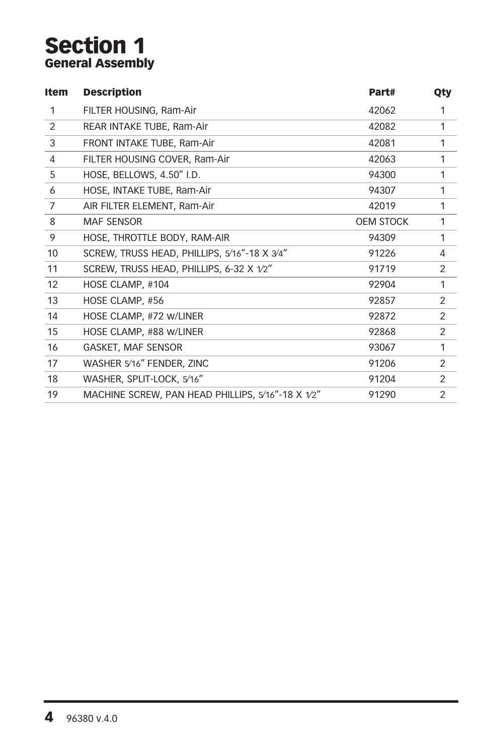 General assembly | Banks Power Ford Motorhomes: (Gas ’05 - 14 6.8L V-10, Class-A (30-valve) Intake- Ram-Air Intake System, (Class-A) '06-08 User Manual | Page 4 / 16