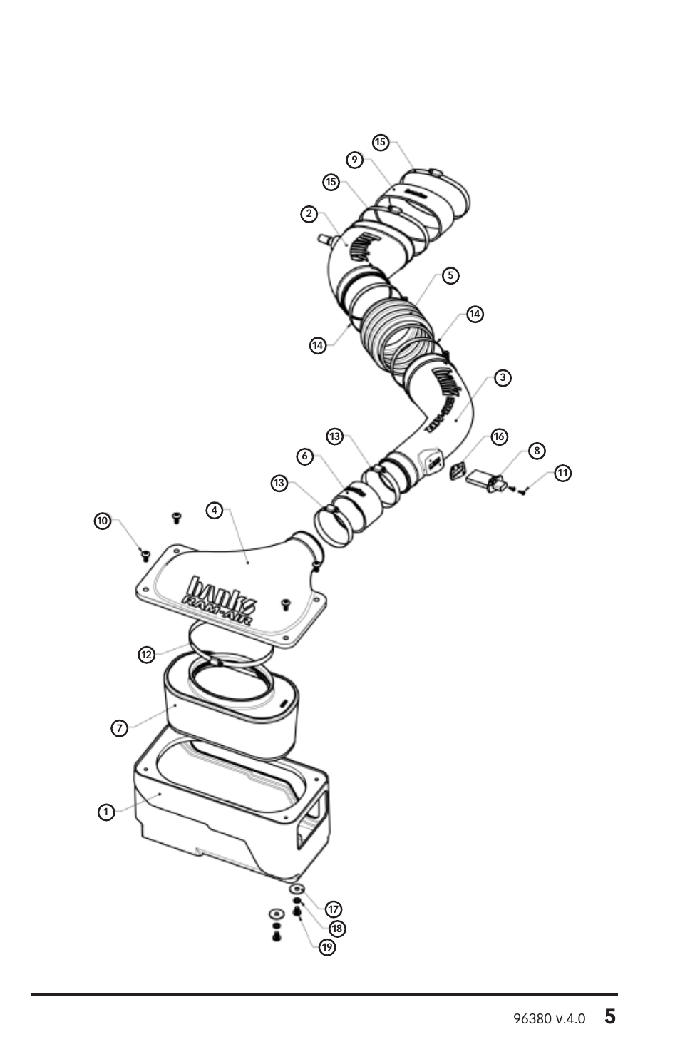 Banks Power Ford Motorhomes: (Gas ’05 - 14 6.8L V-10, Class-A (30-valve) Intake- Ram-Air Intake System, (Class-A) '06-08 User Manual | Page 5 / 16