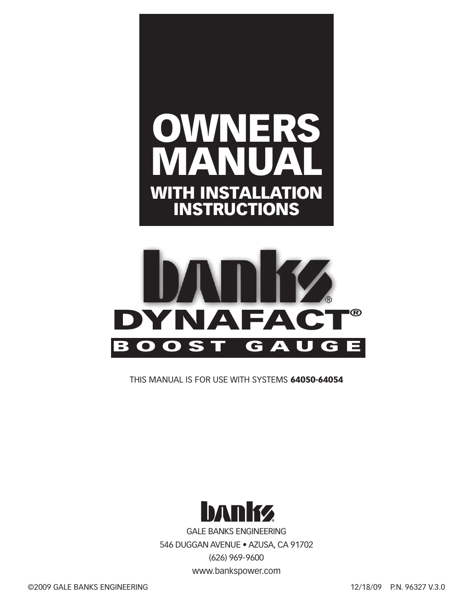 Banks Power Boost gauge User Manual | 8 pages