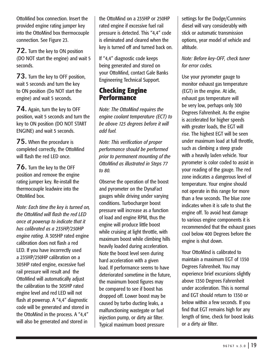 Checking engine performance | Banks Power Dodge Trucks: (Diesel ’03 - 07 5.9L Cummins) Power Systems- Stinger system '03-04 User Manual | Page 19 / 24