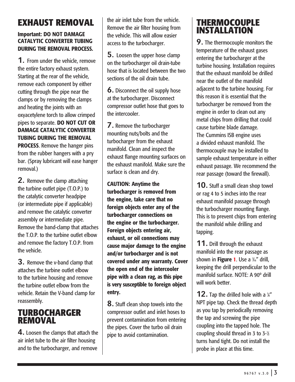 Exhaust removal, Turbocharger removal, Thermocouple installation | Banks Power Dodge Trucks: (Diesel ’03 - 07 5.9L Cummins) Power Systems- Stinger system '03-04 User Manual | Page 3 / 24