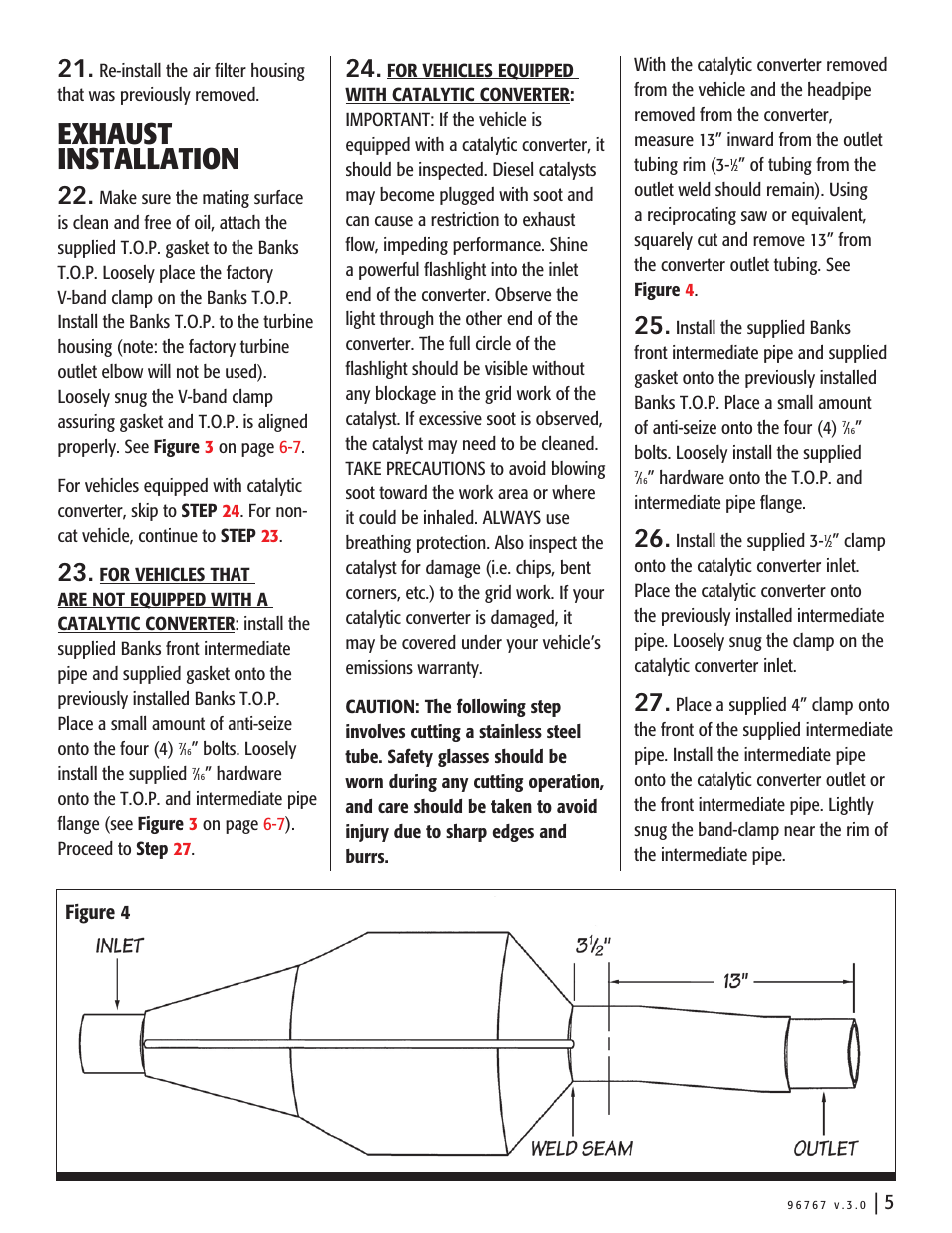 Exhaust installation | Banks Power Dodge Trucks: (Diesel ’03 - 07 5.9L Cummins) Power Systems- Stinger system '03-04 User Manual | Page 5 / 24