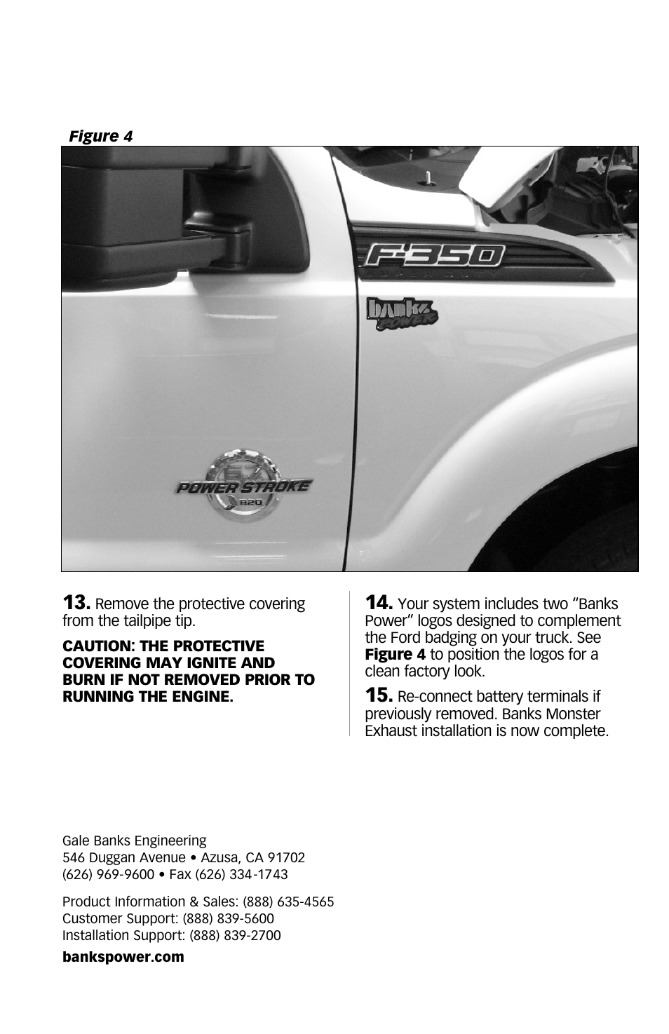 Banks Power Ford Trucks: (Diesel ’11 - 14 6.7L Power Stroke) Exhaust- Monster Exhaust, Single Passenger side exit, '11 F-250_ F-350_ F-450 User Manual | Page 8 / 8