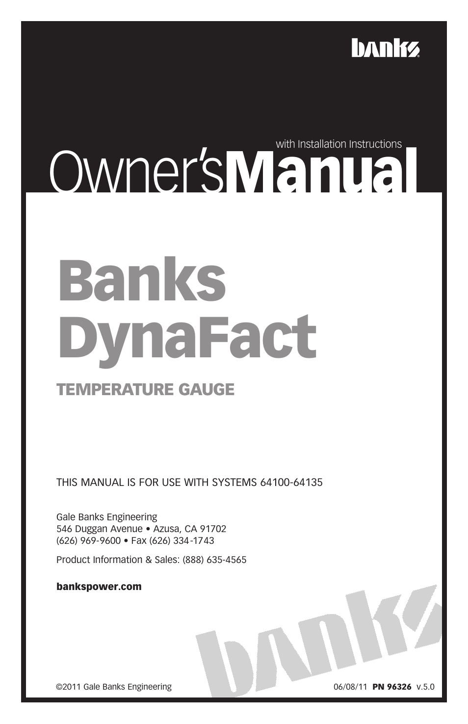 Banks Power Temperature User Manual | 8 pages