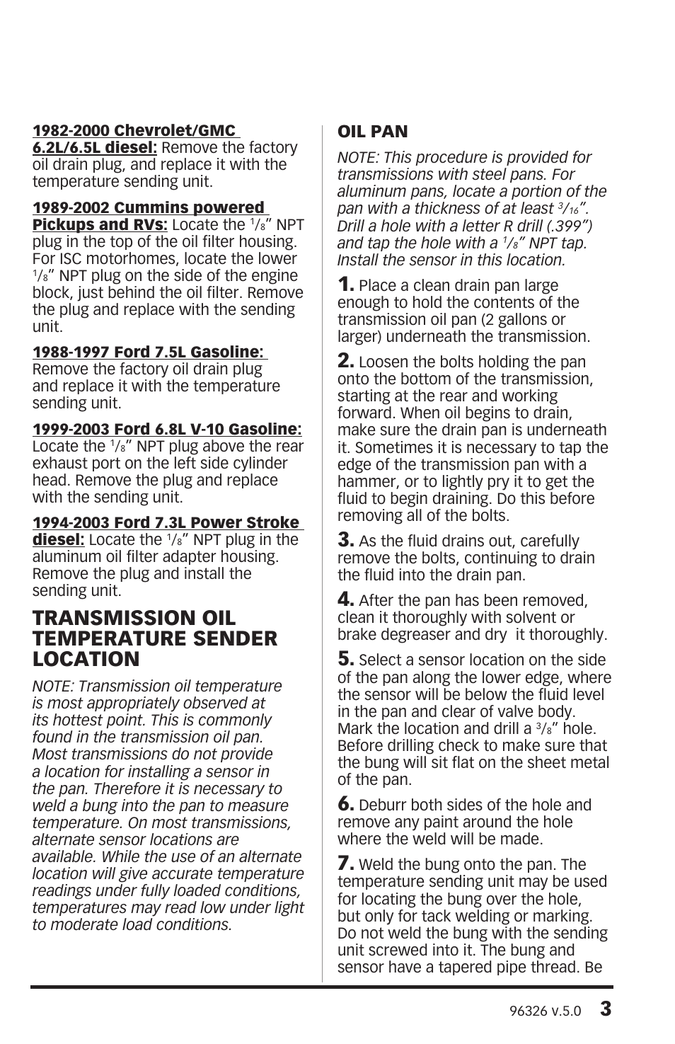 Transmission oil temperature sender location | Banks Power Temperature User Manual | Page 3 / 8