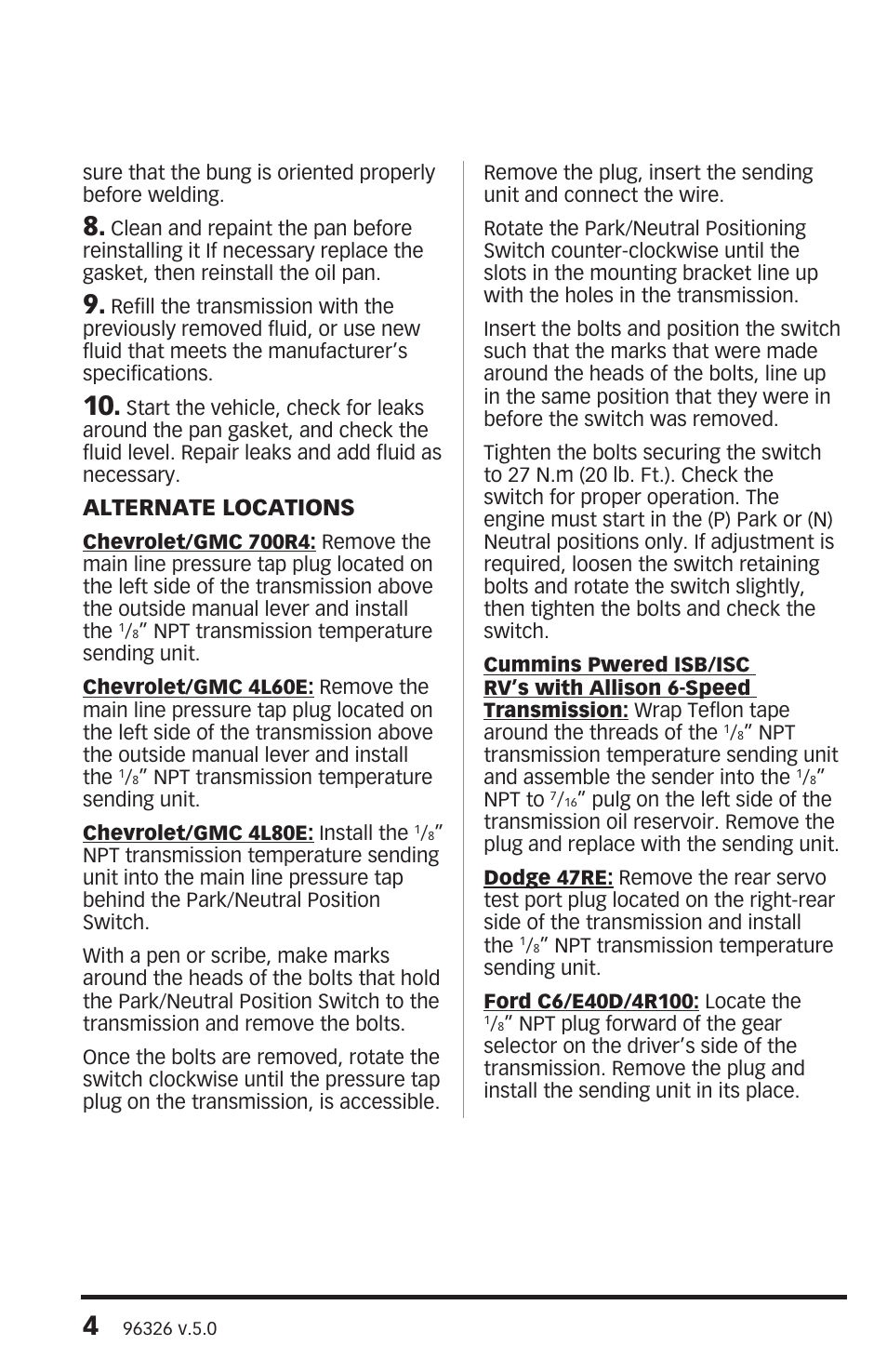 Alternate locations | Banks Power Temperature User Manual | Page 4 / 8